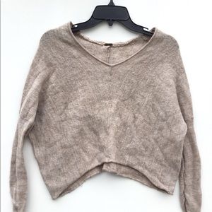 Free People Knit Cropped size XS Tan Wool Blend